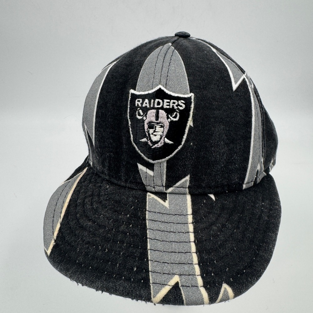 Vintageโ Zubaz Los Angeles Raiders Snapback Hat Black Grey Zebra NFL Made in USA